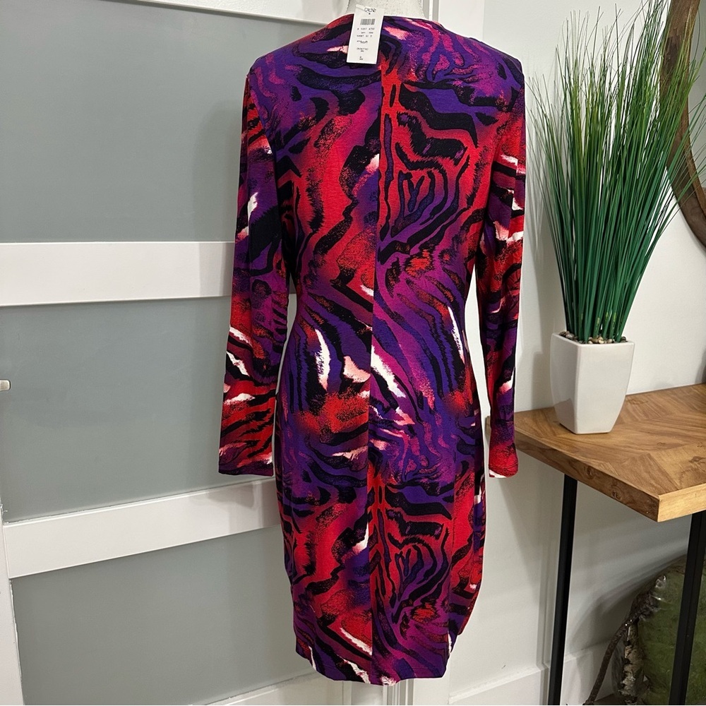 Cache Red and Purple Abstract Midi Dress - Picture 8 of 8